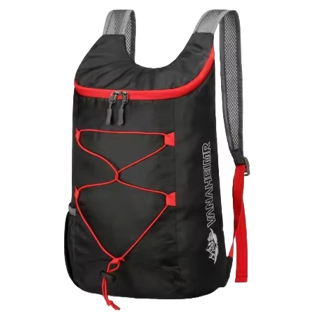 black backpack red cords