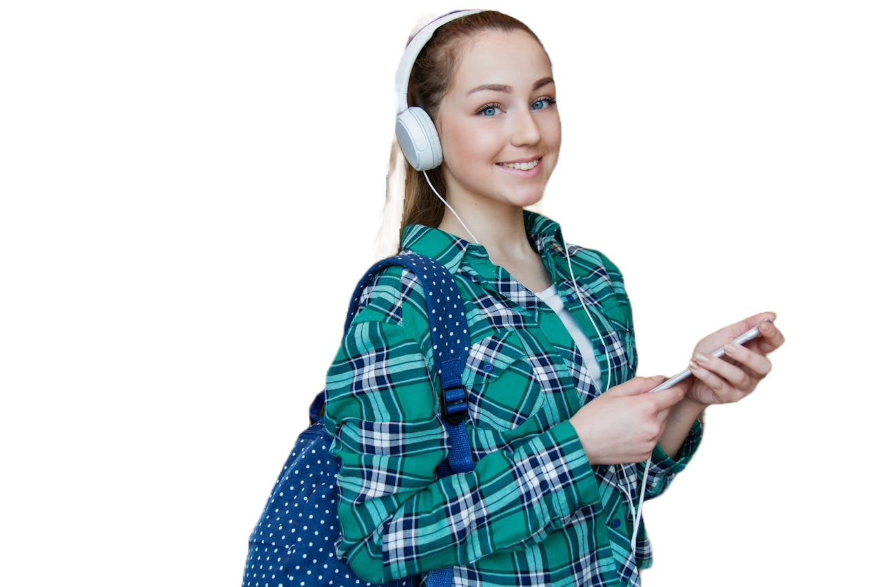 woman wearing headphones
